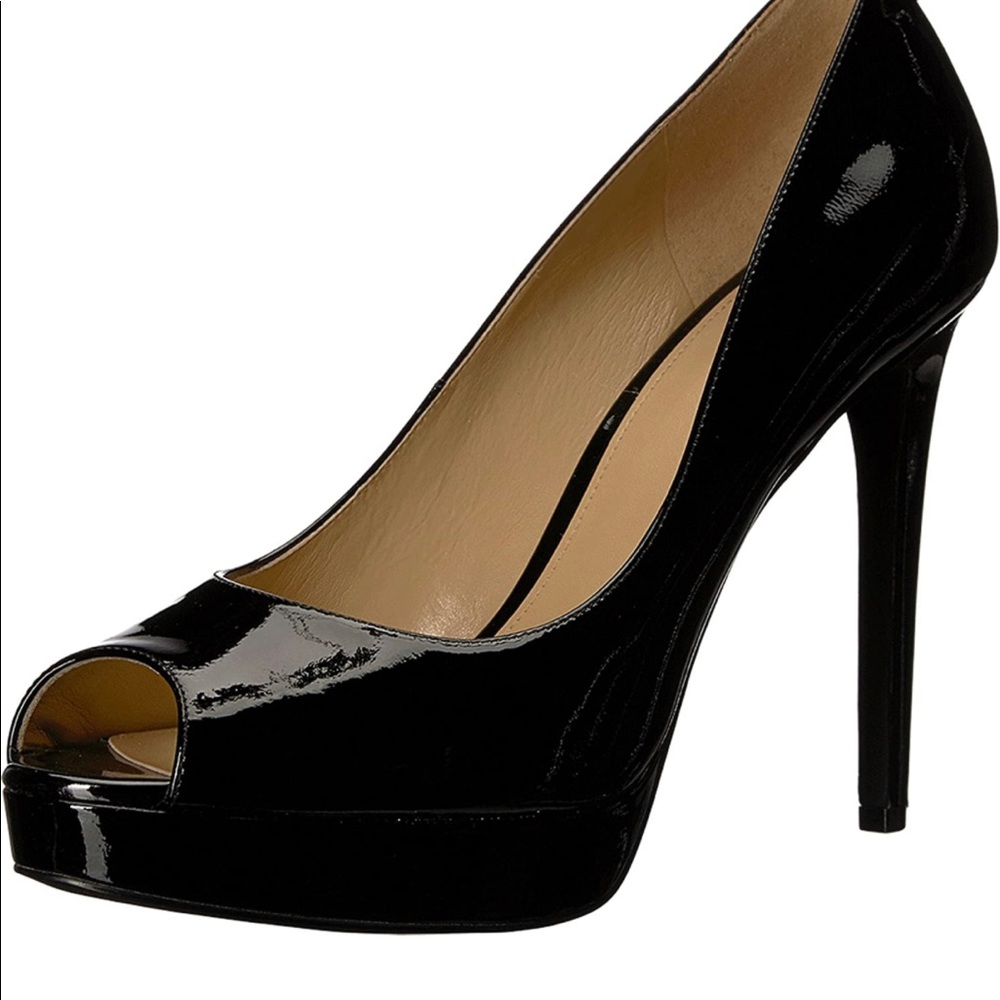 Michael Kors Erica Patent Leather Platform Peep Toe Heels